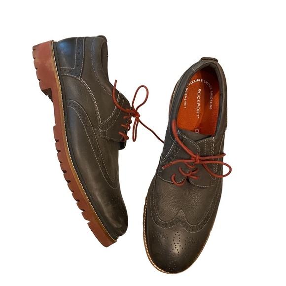 ROCKPORT Marshall Wing Tip Castlerock Grey Lace Up Oxford Academia Shoe 10.5 EUC - Picture 3 of 14